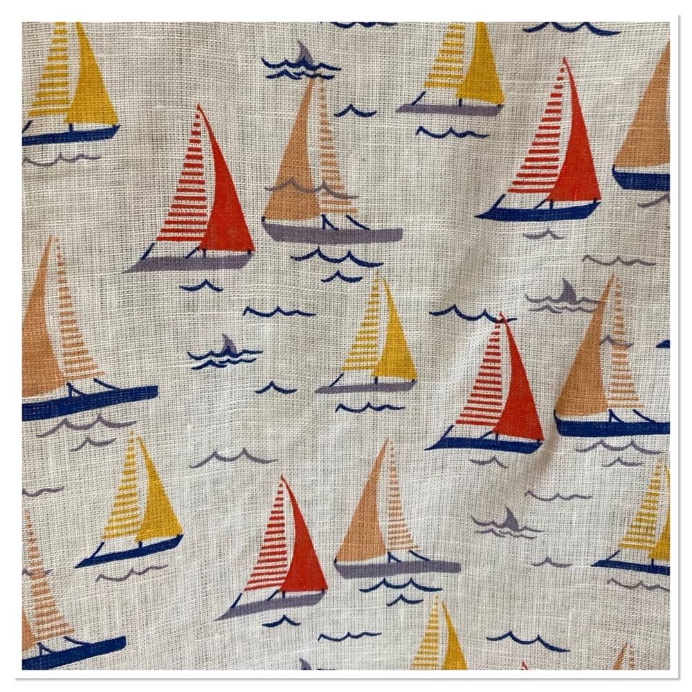 Cynthia Rowley Linen Sailboat Blouse Short Sleeve Red Blue Size 2X - Picture 4 of 5